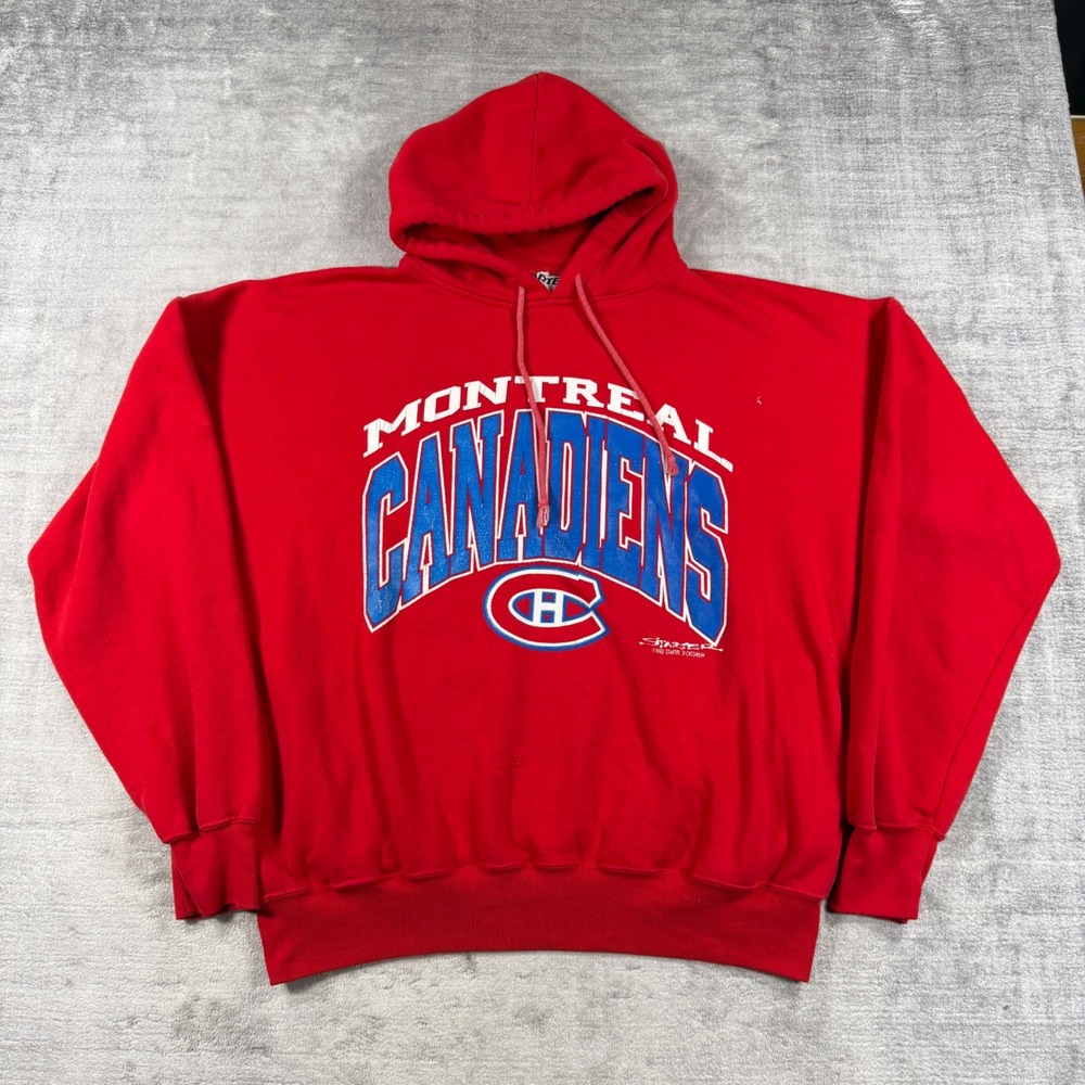 Montreal Canadiens Hoodie Mens XL Red Vintage 90s Starter NHL Hockey Sweatshirt